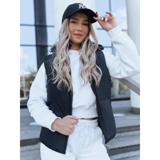 Ženski črn brezrokavnik s kapuco