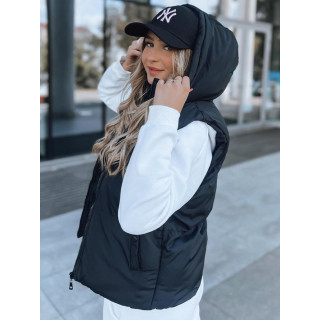 Ženski črn brezrokavnik s kapuco