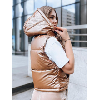 Temno bež kratek brezrokavnik s kapuco