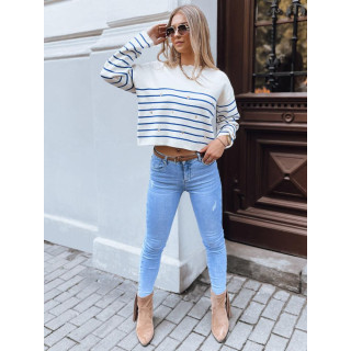 Ženski črtast pulover s srčki