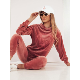 Ženski roza velur komplet s potiskom