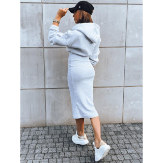 Ženski komplet obleke in jopice v sivi barvi