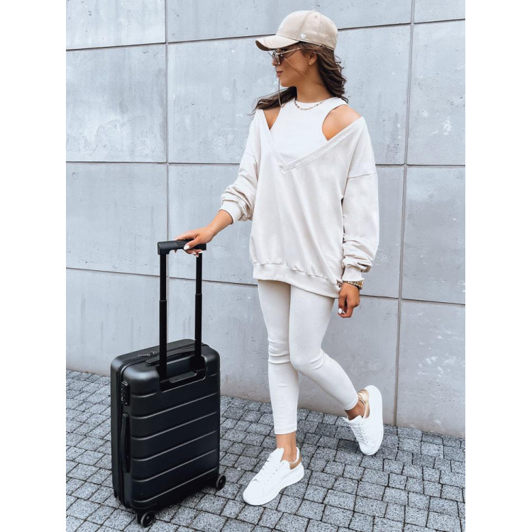 Ženski bež trojni komplet jopice, topa in pajkic