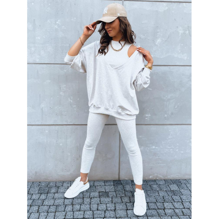 Svetlo bež ženski trojni komplet jopice, topa in pajkic