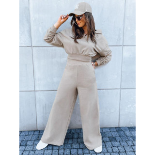 Ženski komplet pulover in hlače v bež barvi