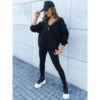 Črn ženski trojni komplet jopice, topa in hlač