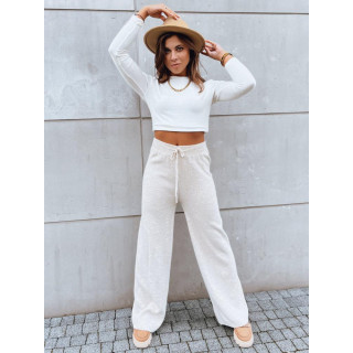 Ženske široke hlače v svetlo bež barvi