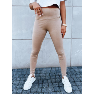 Bež rebraste pajkice z visokim pasom