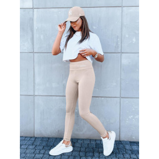 Bež ženske pajkice z visokim pasom