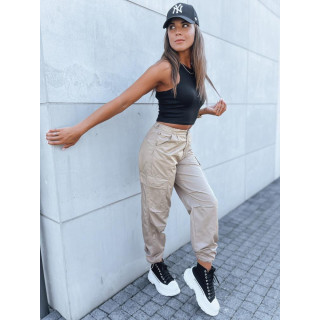 Ženske padalske hlače v bež barvi