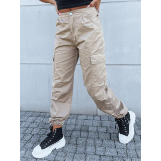 Ženske padalske hlače v bež barvi