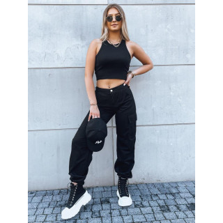 Črne ženske padalske hlače