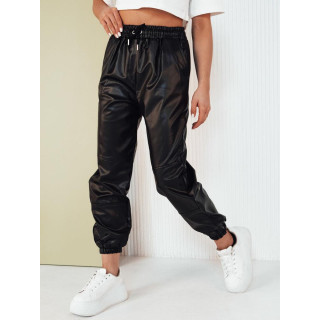 Ženske usnjene joggerje v črni barvi