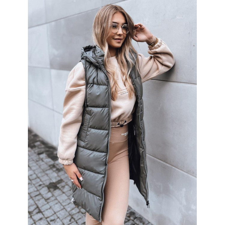 Temno siv ženski telovnik s šivi