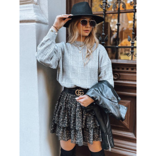 Oversize ženski pulover v sivi barvi