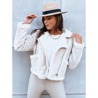 Svetlo bež usnjena jakna s krznom