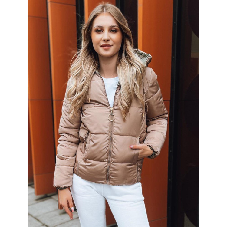 Ženska dvostranska puhovka zlate barve