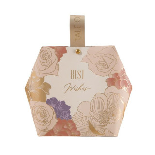 Krem darilna vrečka z rožicami - 9x10,5x5 cm