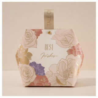 Krem darilna vrečka z rožicami - 9x10,5x5 cm