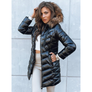 Črna sijoča prešita jakna za zimo