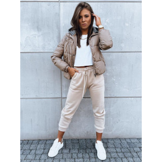 Kratka ženska jakna v bež barvi