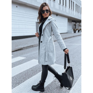 Svetlo siv ženski plašč s pasom