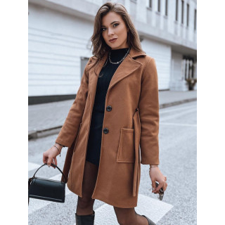 Ženski rjav plašč s pasom