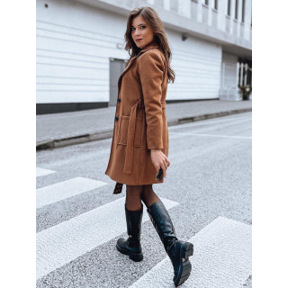 Ženski rjav plašč s pasom