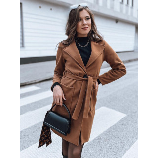 Ženski rjav plašč s pasom