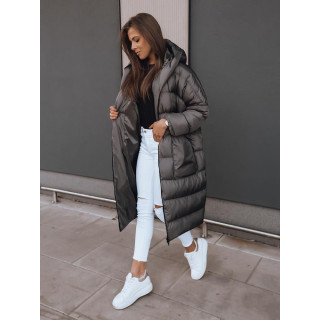 Temno siva zimska oversize jakna s šivi