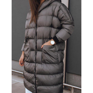 Temno siva zimska oversize jakna s šivi