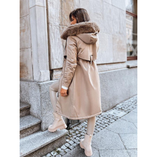 Ženska dolga zimska parka v bež barvi