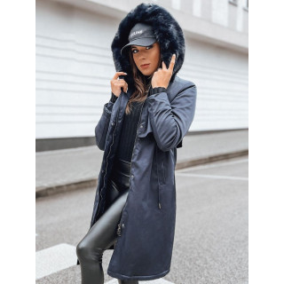 Ženska dolga temno modra zimska parka