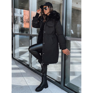 Ženska dolga črna parka za zimo