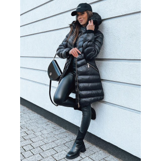 Ženska črna prešita jakna