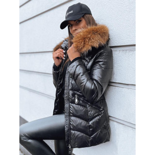 Ženska sijoča črna zimska jakna