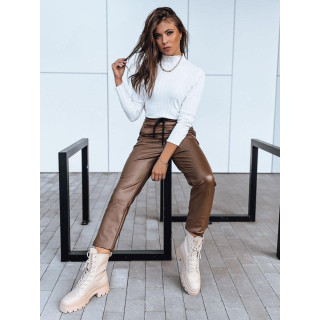 Temno rjave povoščene ženske hlače