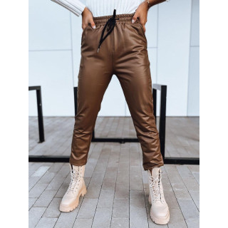 Temno rjave povoščene ženske hlače