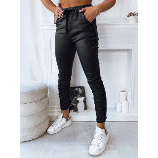 Ženske črne hlače z elastiko v pasu