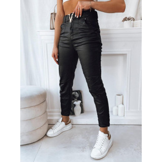 Ženske črne usnjene hlače