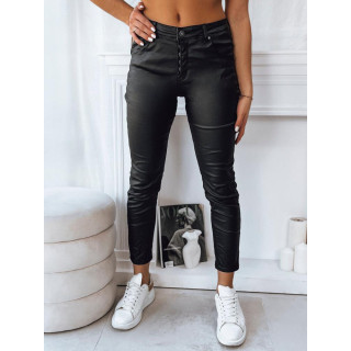 Črne ženske hlače iz usnja