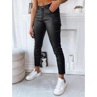 Črne ženske hlače iz usnja