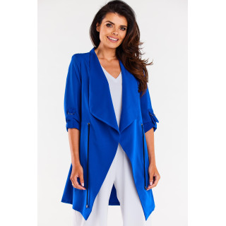 Ohlapna modra jakna z vrvico v pasu