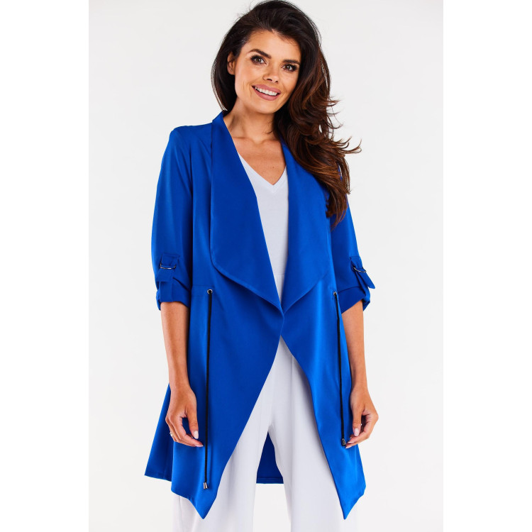 Ohlapna modra jakna z vrvico v pasu