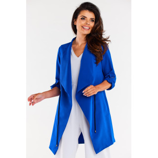 Ohlapna modra jakna z vrvico v pasu