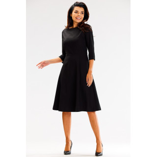 Črna elegantna obleka s 3/4 rokavi