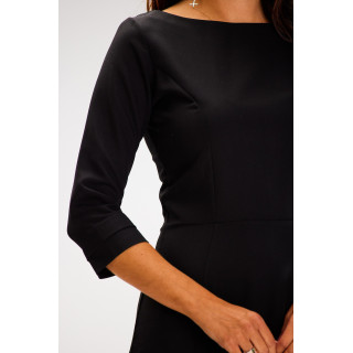 Črna elegantna obleka s 3/4 rokavi