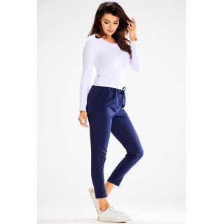 Temno modre ozke hlače z elastiko v pasu