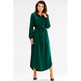 Ženska srajčna maksi obleka s pasom