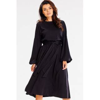 Črna ohlapna obleka s širokim trakom